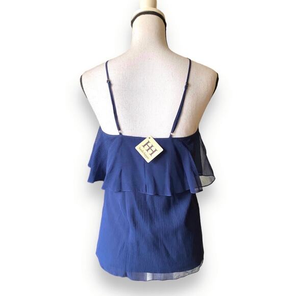 Haute Hippie Silk Ruffled Halter Top Blouse Sz S Dark Blue Feminine Minimalist - Picture 6 of 11